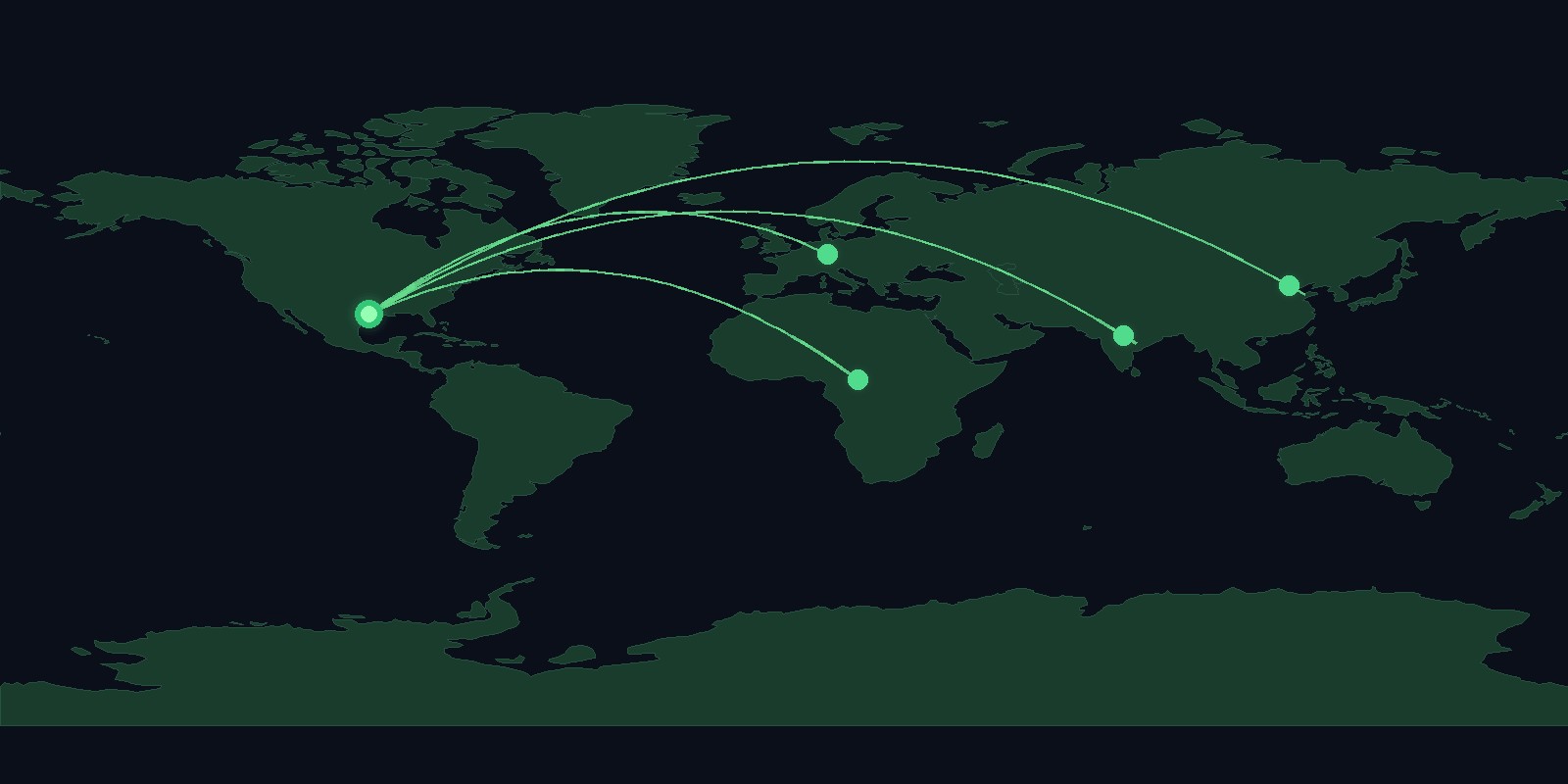 Global trade routes from Houston to Europe, Africa, India, China